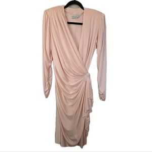 VTG Betsy & Adam Evening Dress Size 6 Pink Draping Wrap Beaded Clasp 80s Glam